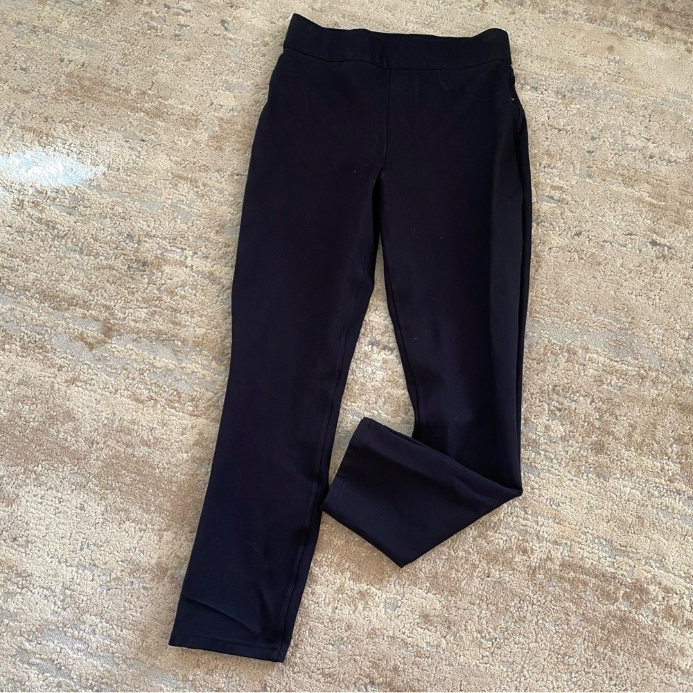 Spanx The Perfect Black Pants Ponte Straight Slim Fit Pants Solid Black: Small